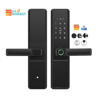 Glomarket Tuya Wifi Cerradura de puertas inteligentes con ojo de gato Cerradura digital puerta electrónica de huellas digitales Smart Home