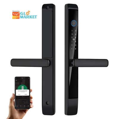 Glomarket Cerradura de puertas correderas de aluminio para exteriores Mano digital Cerradura electrónica Impresión digital Tuya Cerraduras inteligentes impermeables