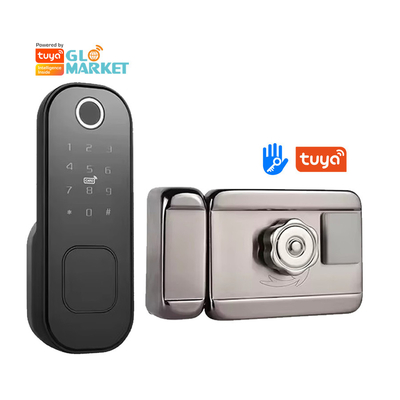 Glomarket Smart Home Impermeable Cerradura de borde eléctrico inteligente con Tuya APP Control WIFI Puerta de puerta exterior Cerradura inteligente de huella digital