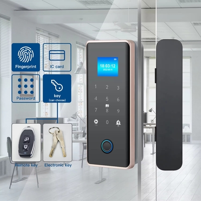Glomarket Cerradura de puertas de vidrio inteligente Wifi Control remoto Tuya aplicación de oficina Cerradura de tarjeta Digital Biométrica de huellas dactilares Cerradura de puerta