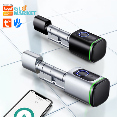 Glomarket Home Smart Door Lock Ttlock Smart Fingerprint Card Key Desbloqueo de llave de cilindro ajustable Euro Smart Lock Tuya App Cerradura de puerta