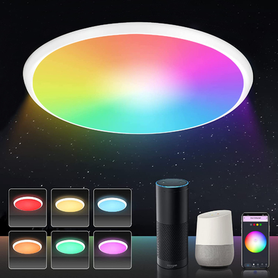 música moderna llevada teledirigida colorida del Rgb de la luz de techo de 24w Tuya Smart