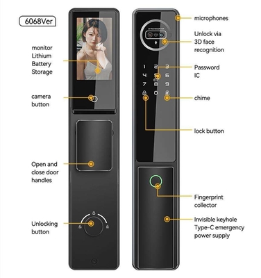 Cerradura de reconocimiento facial tallada CNC última tecnología cerradura de puerta inteligente