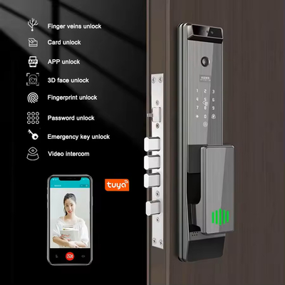 Glomarket Tuya Digital Smart Lock Sistema biométrico totalmente automático de seguridad huella digital 3d reconocimiento facial contraseña cerradura de puerta