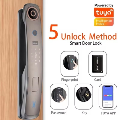 Glomarket 3d reconocimiento facial cerradura de puerta inteligente con cámara huella digital cerraduras de seguridad totalmente automáticas