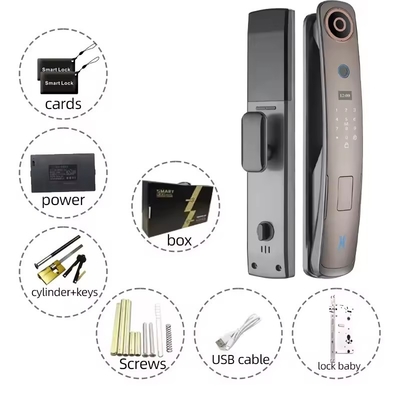 Glomarket 3d reconocimiento facial cerradura de puerta inteligente con cámara huella digital cerraduras de seguridad totalmente automáticas