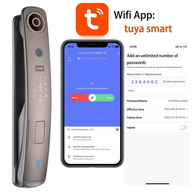 Glomarket 3d reconocimiento facial cerradura de puerta inteligente con cámara huella digital cerraduras de seguridad totalmente automáticas