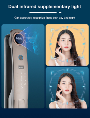 Glomarket 3d reconocimiento facial cerradura de puerta inteligente con cámara huella digital cerraduras de seguridad totalmente automáticas
