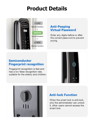 Glomarket Cierre de puerta totalmente automático Tuya Wifi Smart Control de teléfono móvil Frente digital contraseña Cierre inteligente con cámara