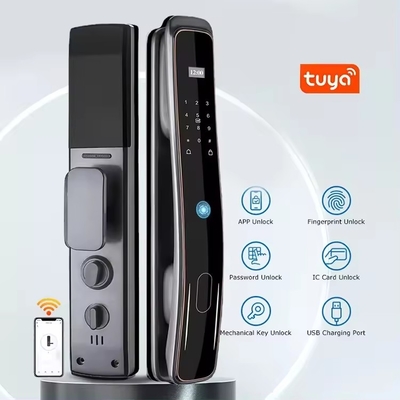 Glomarket Cierre de puerta totalmente automático Tuya Wifi Smart Control de teléfono móvil Frente digital contraseña Cierre inteligente con cámara