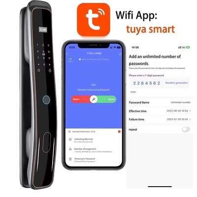 Glomarket Cierre de puerta totalmente automático Tuya Wifi Smart Control de teléfono móvil Frente digital contraseña Cierre inteligente con cámara