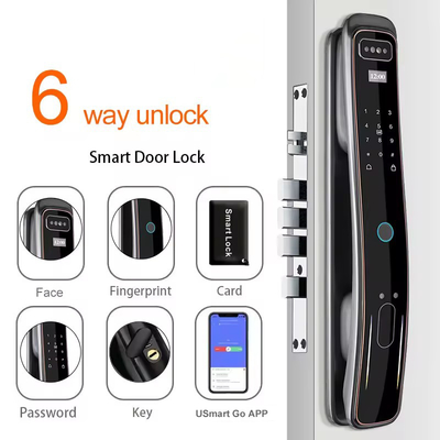 Glomarket Cierre de puerta totalmente automático Tuya Wifi Smart Control de teléfono móvil Frente digital contraseña Cierre inteligente con cámara