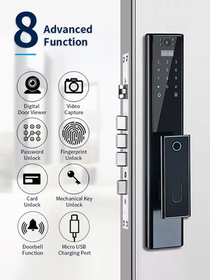 Glomarket Seguridad de huellas digitales biométricas inalámbricas Bloqueo inteligente totalmente automático Contraseña digital Tarjeta de clave Bloqueo con cámara