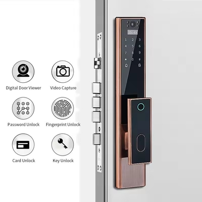 Glomarket Seguridad de huellas digitales biométricas inalámbricas Bloqueo inteligente totalmente automático Contraseña digital Tarjeta de clave Bloqueo con cámara