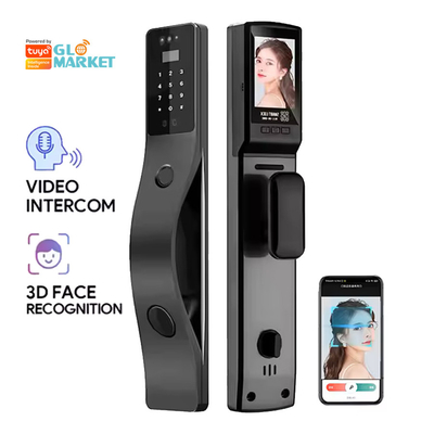 Glomarket Tuya Reconocimiento facial Cerradura de puerta inteligente Seguridad Contraseña digital huella digital Cerraduras inteligentes de puerta