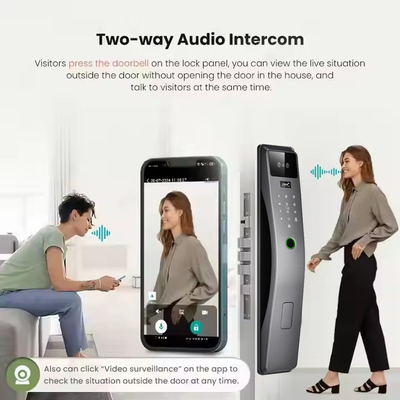 Glomarket 3d reconocimiento facial cerradura de puerta inteligente Tuya en tiempo real video intercomunicador wifi cerradura de puerta inteligente con impresión de palma