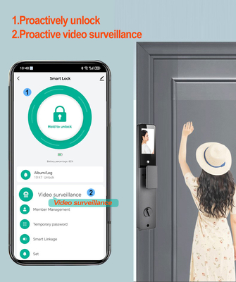 Glomarket 3d reconocimiento facial cerradura de puerta inteligente Tuya en tiempo real video intercomunicador wifi cerradura de puerta inteligente con impresión de palma