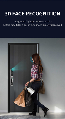 Glomarket Aluminio de aleación automático Tuya Cerradura de puerta inteligente 3D reconocimiento facial video intercomunicador digital Cerradura de huellas dactilares