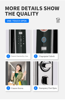 Glomarket Precio de fábrica Wifi Aplicación Cerradura de puerta inteligente con reconocimiento facial Biometría de huellas dactilares Soporte Función de intercomunicador