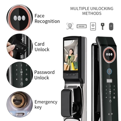 Glomarket Precio de fábrica Wifi Aplicación Cerradura de puerta inteligente con reconocimiento facial Biometría de huellas dactilares Soporte Función de intercomunicador