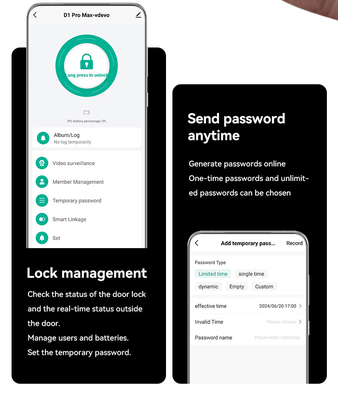 Glomarket Tuya Wifi Cerradura inteligente de aluminio puerta de madera reconocimiento facial huella de palma huella biométrica digital de dedos Smart Lock