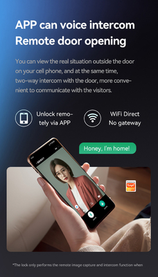 Glomarket Tuya Wifi Cerradura inteligente de aluminio puerta de madera reconocimiento facial huella de palma huella biométrica digital de dedos Smart Lock