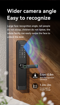 Glomarket Tuya Wifi Cerradura inteligente de aluminio puerta de madera reconocimiento facial huella de palma huella biométrica digital de dedos Smart Lock
