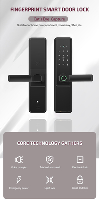 Glomarket Tuya Wifi Cerradura de puertas inteligentes con ojo de gato Cerradura digital puerta electrónica de huellas digitales Smart Home