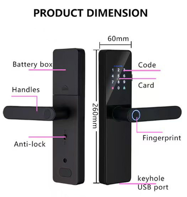 Glomarket Smart Cerradura Fechadura Digital Tuya Ttlock Bloqueo de tarjeta RFID Contraseña Impresión digital Bloqueo de puerta inteligente