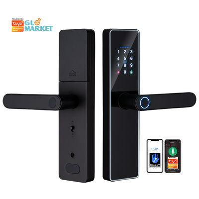 Glomarket Smart Cerradura Fechadura Digital Tuya Ttlock Bloqueo de tarjeta RFID Contraseña Impresión digital Bloqueo de puerta inteligente