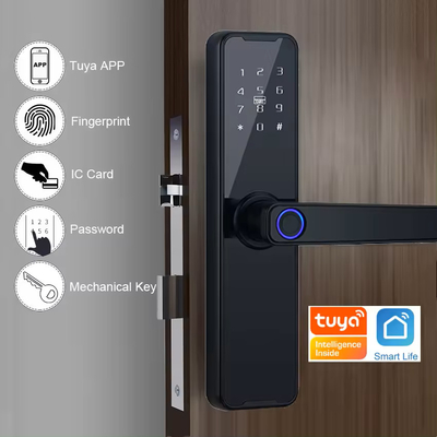 Glomarket Wifi Tuya Cerradura de puerta inteligente de aluminio huella digital contraseña de tarjeta clave desbloqueo biométrico cerradura inteligente digital