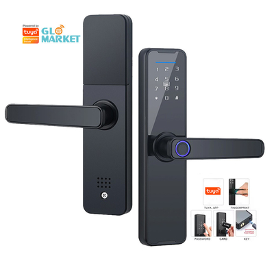 Glomarket Wifi Tuya Cerradura de puerta inteligente de aluminio huella digital contraseña de tarjeta clave desbloqueo biométrico cerradura inteligente digital