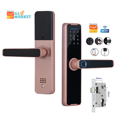 Glomarket Wifi Tuya Cerradura de puerta inteligente de aluminio huella digital contraseña de tarjeta clave desbloqueo biométrico cerradura inteligente digital