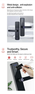 Glomarket Wifi Tuya Cerradura de puerta inteligente de aluminio huella digital contraseña de tarjeta clave desbloqueo biométrico cerradura inteligente digital