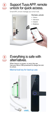 Glomarket Wifi Tuya Cerradura de puerta inteligente de aluminio huella digital contraseña de tarjeta clave desbloqueo biométrico cerradura inteligente digital