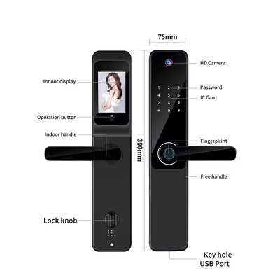 Glomarket Tuya Wifi huella digital contraseña cerradura de puerta inteligente control remoto cerradura inteligente con cámara