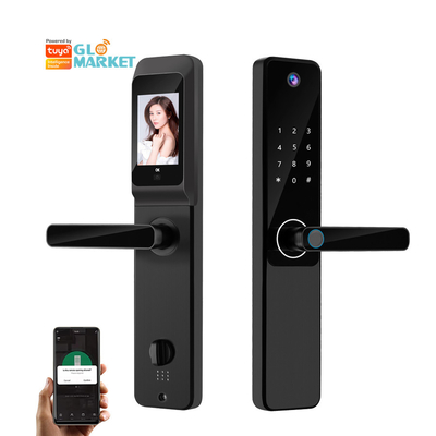 Glomarket Tuya Wifi huella digital contraseña cerradura de puerta inteligente control remoto cerradura inteligente con cámara