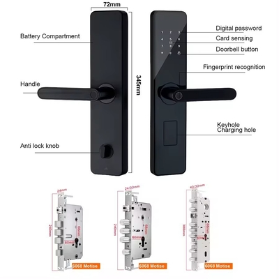 Glomarket Casa Apartamento Tuya Smart WiFi Cerradura digital de la puerta teléfono APP Control remoto Seguridad Impresión digital Cerradura inteligente de la puerta