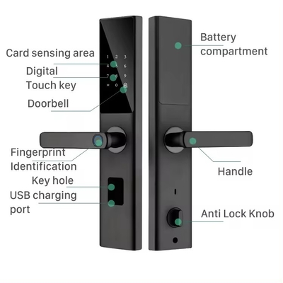 Glomarket Tuya Smart WiFi Código de bloqueo digital de puertas RFID Tarjeta IC Smartphone App Desbloqueo de huellas digitales Biométricas Cerradura inteligente