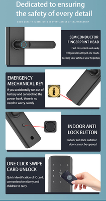 Glomarket Apartamento Cerradura de habitación Impresión digital Cerradura de puerta inteligente Bloqueo de contraseña sin llave Control de aplicación Cerraduras digitales de puerta