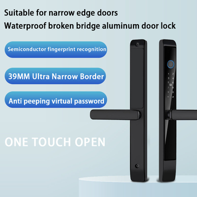 Glomarket Cerradura de puertas correderas de aluminio para exteriores Mano digital Cerradura electrónica Impresión digital Tuya Cerraduras inteligentes impermeables