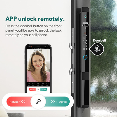 Glomarket Tuya 3d Face Cerradura Inteligente Automático eléctrico Wifi cámara Impresión digital de las huellas digitales cerradura de la puerta inteligente