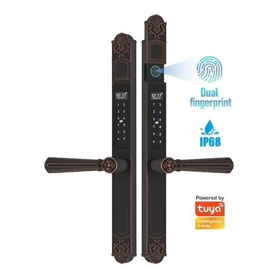 Glomarket Courtyard Villa Puerta Cerradura de alta seguridad Impermeable Inteligente doble huella digital Contraseña Cerradura inteligente