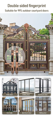 Glomarket Courtyard Villa Puerta Cerradura de alta seguridad Impermeable Inteligente doble huella digital Contraseña Cerradura inteligente