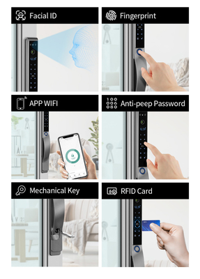 Glomarket Exterior eléctrico sin llave reconocimiento facial 3D Tuya Digital Password Card Cerradura de puerta Impermeabilización de huellas dactilares Cerradura inteligente