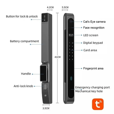 Glomarket Fuera impermeable Ip68 Digital Electrónica Tuya Cerraduras inteligentes de huellas dactilares Aluminio Acero Cerradura corredera de vidrio