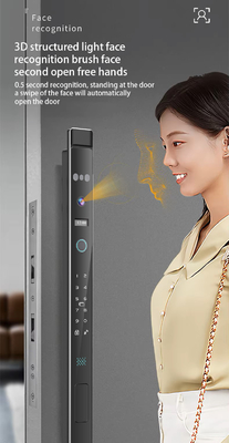 Glomarket 3D reconocimiento facial Tuya Wifi Cerradura de puerta corredera de aluminio Impermeabilización de huellas digitales inteligentes Cerradura de puerta de vidrio