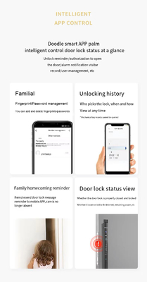 Glomarket 3D reconocimiento facial Tuya Wifi Cerradura de puerta corredera de aluminio Impermeabilización de huellas digitales inteligentes Cerradura de puerta de vidrio