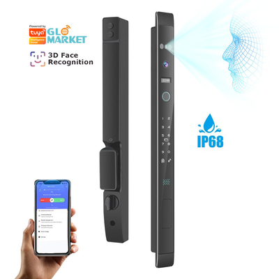 Glomarket Cerradura automática 3d de cara inteligente con cámara de seguridad Biométrica de huellas dactilares Puerta corredera Tuya Cerradura de puerta inteligente