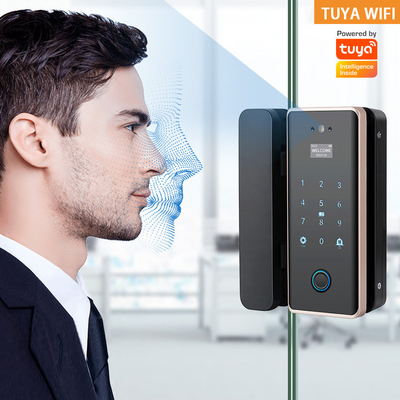 Glomarket Wifi Tuya App Control remoto Smart Impresión digital Puerta de cristal Bloqueo de tarjeta Contraseña Desbloqueo facial Para empujar Puerta corredera
